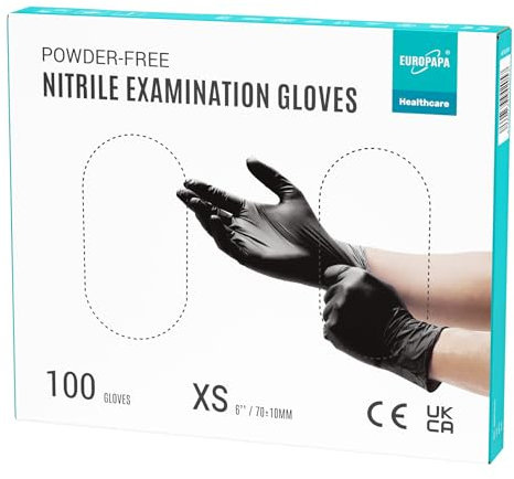 EUROPAPA Boîte de 100 gants jetables en nitrile - Gants d'examen - Non poudrés/stériles - Sans latex