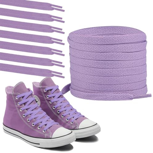 Polly Online 1 Pair Shoelaces Trainers,Flat Trainers Shoelace,8mm Wide Shoe Lace,Flat Shoe Laces for Athletic Running Sneakers Shoes Boot Strings(Light Purple)