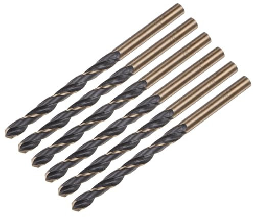 QUARKZMAN 6pz Punte Elicoidali 5mm Acciaio ad Alta Velocità (Hss) Rivestite Nitruro Nero e Titanio Dorato 4341 Punte Trapano Elicoidali a Punto Diviso 135 Gradi per Acciaio Inox Metallo