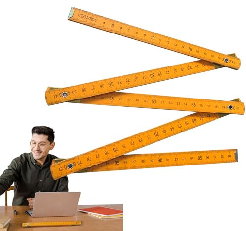 Règle Pliante en Bois de 1 m - Règle métrique pour l'école - Outil de Dessin Pliable - Outil pédagogique Monozoz