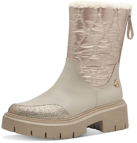 MARCO TOZZI by Guido Maria Kretschmer Damen Stiefeletten ohne Absatz mit Plateau mit Reißverschluss, Beige (Taupe Met.Comb), 41 EU