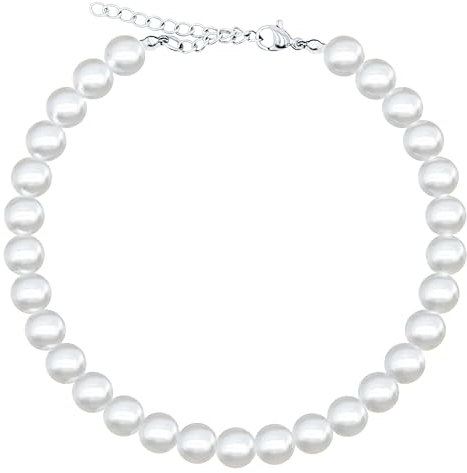 Netrox - Handgefertigtes Perlenarmband - Weißes Glasperlen Armband für Herren und Damen - einstellbare Länge - Perlen Perlenschmuck, pearl bracelet, Perlenarmbänder weiß, Damenschmuck, Herrenschmuck