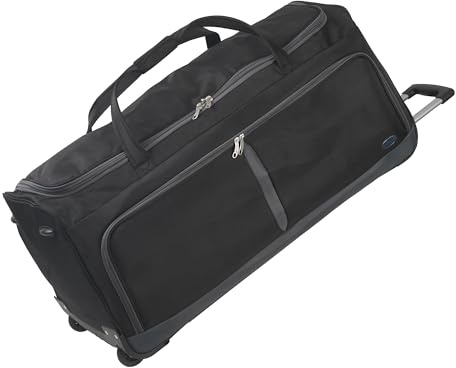 Aerostar 40 XXL Extra Large Lightweight Duffle 3 Wheel Travel Bag Holdall Suitcase Check-in Luggage All Terrain (194L, Grey on Black)