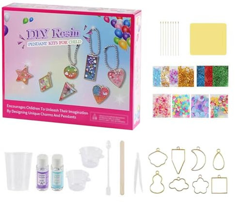 Epoxidharz-Set für Anfänger, Basteln mit Epoxidharz-Anhängern für Kinder, Anhängerformteil aus Epoxidharz für Kinder, Interaktives Spielzeug für und Mädchen steigert die Fantasie und Kreativität für d