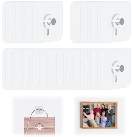 Klebeschrauben, Klebenagel Klebehaken Extra Stark, Bilderhaken Selbstklebend Bilder Aufhängen Ohne Bohren, Klebehaken Bilder Magische Haken für Bilder, Poster, Fotos, Dekorative Gemälde (50)