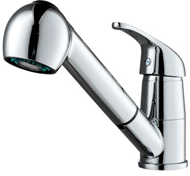 Miscelatore Cucina con Doccetta Estraibile, Rubinetto Girevole 360°, Doppia Funzione Doccia e Jet, Cromato Florenzi Rubinetterie