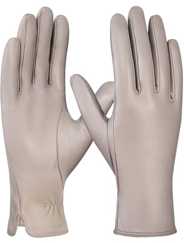 GSG SINCE 1998 Guanti Pelle Donna – Guanti da Guida in Pelle, Pelle di Pecora Senza Cromo, Foderati in Lana, Caldi Invernali, Beige XL