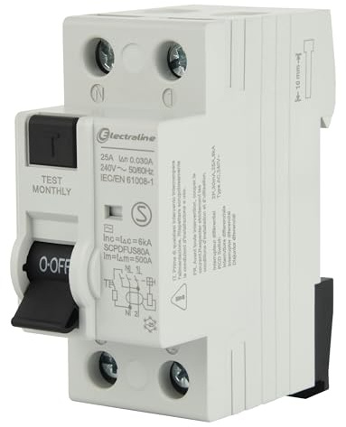 Electraline 87010 Interrupteur différentiel 25A, sensibilité 30mA, type AC