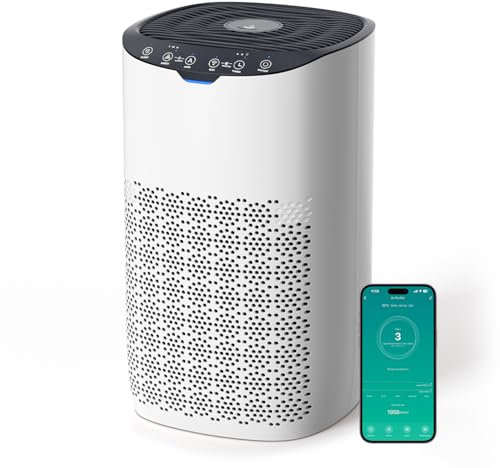 AROEVE Luftreiniger, CADR 300 m³/h für 120 m² Raum, Luftreiniger Allergiker gegen Pollen, Staub, Tierhaare, Rauch, Automatikmodus mit Sensor, Leise 25dB, Ideal für Allergie-Haushalte