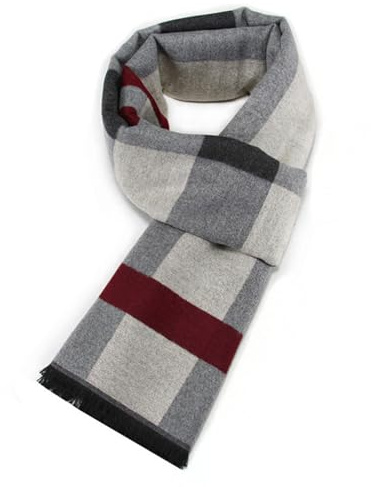 Enwokran Scarf For Men Knit Linen Large Fashion Neck Wrap Cosy Soft Timeless Winter Shawl Gifts Cashmere Men's Scarves Plaid Check Solid 185x33cm (Beige)