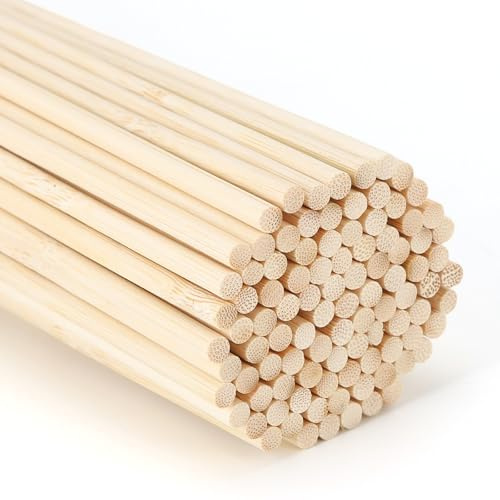 100 st naturliga träpinnar för pyssel, rund bambu 5 mm x 25 cm, runda träpinnar för pyssel, runda träpinnar, diameter för träarbete, projekt