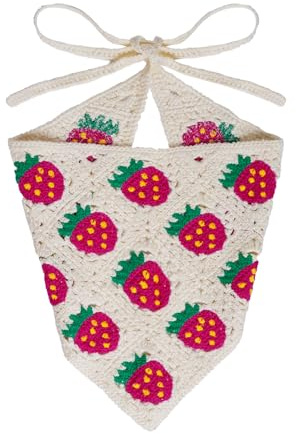 hoyuwak Crochet Bandanas Headbands Head Scarf Hair Scarf for Women Knitted Hair Accessories for Hair Styling Decor（Strawberry）