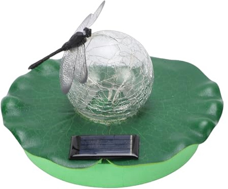 Lampe Solaire Flottante à LED pour Piscine avec Décoration de Libellule – Éclairage Durable et Sûr pour Jardin, étang, Cour – Comprend 1 X Lampe Solaire Flottante, 1 X Libellule (S)