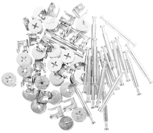 jojofuny Kit de 20 Connecteurs Doubles Vis pour Meubles 48 Mm Tourillons de Meuble en Zinc Alliage Raccords à Verrouillage à Came Fixation Solide et Armoires