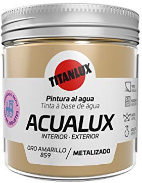 Titanlux Acualux pintura acrílica multiadherente Metalizado Oro Amarillo 75 ml