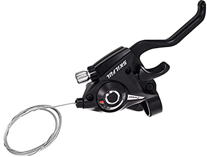 ZUKKA Bike Shifter,7 Speed Right Brake & Shift Lever with Gear Indicator and V Brake Cable for Mountain Road Bicycle