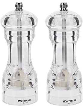Westmark Set de Moulins, 2 pièces, 2 Moulins à Sel et à Poivre, avec Broyeur en Céramique, Plastique, Acrylique, Transparent, 635322E3
