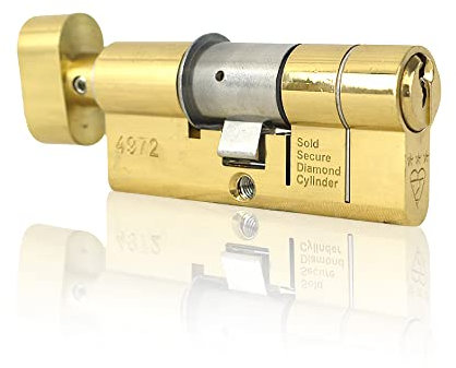 UAP Thumb Turn Euro Cylinder Lock - 3* Kitemarked Euro Cylinder - Door Barrel Lock with 5 Keys Suitable for All Doors - Anti-Snap, Bump, Drill (70mm 35/35) (Brass)