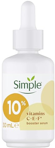 Simple 10% Vitamin C + E + F* Booster Serum Serum Skin Care Product Suitable for all Skin Types for Youthful, Glowing Skin 30 ml
