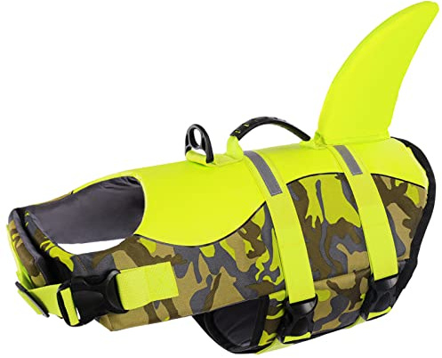 Queenmore Gilet De Sauvetage pour Chien, Réglable Gilet De Sauvetage Chien, Haute Flottabilité Et Poignée De Sauvetage, pour Chiens De Taille Moyenne Et Grande