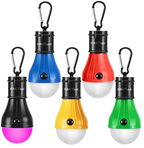 Campinglampe 4 LED+1 RGB, PEMOTech Aufgerüstet 7 RGB-Farben, 4 Beleuchtungsmodi Zeltlampe, Tragbare Wasserdicht Camping Licht Notbeleuchtung, Notlicht Camping Zubehör für Camping, Angeln