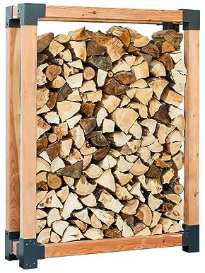 WESTMANN Kaminholzregal Michel | 138x40x180 cm Natur/Schwarz | Kaminholzunterstand & Kaminholzlager | Kaminholz Stapelhilfe für den Außenbereich