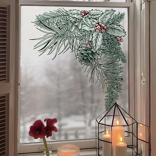 funlife Double-Sided Window Clings, Christmas Window Stickers, Reusable Static Cling Window Films Holiday Decal Decorations Christmas Bloom