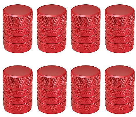 EMSea 8 Stück Reifenventilschaftkappen für Schrader-Ventile Aluminiumlegierung anschraubende Staubdicht Ventilabdeckung für Auto Motorrad Fahrrad Elektrofahrzeug Rot