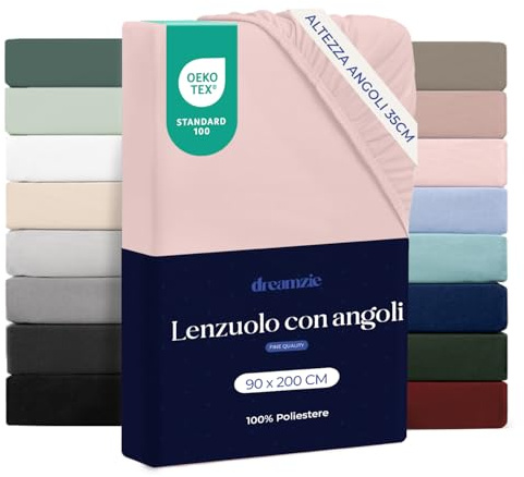 Dreamzie - Drap Housse 90x200 Enfant Bonnet 35 cm | Microfibre Ultra Douce - Matelas Épais - Oeko-Tex | Confort, Respirabilité, Entretien Facile - Rose