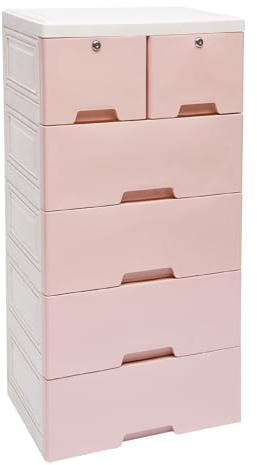 Rollbar Schubladenschrank Schubladenbox Rollcontainer mit 6 Schubladen Kunststoff Schubladenregal Schubladencontainer, Leicht zu montieren, 50 x 35 x 102cm