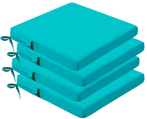 idee-home Outdoor Chair Cushions Set of 4, 17 x 16 Outdoor Seat Cushion Waterproof Patio Furniture with Ties, Dining Chair Pads