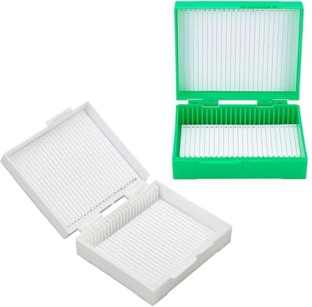 Voarge 2 Stück Aufbewahrungsbox für 25 Objektträger, Mikroskop-Werkzeug, Objektträger