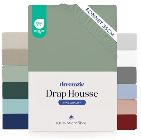 Dreamzie Sabanas 150 x 190/200 cm - Esquinas de 35 cm para Colchones Gruesos - 100% Microfibra, Verde Claro, Certificada sin Productos Químicos (Oeko Tex), Sabanas Bajeras Completamente Elásticas