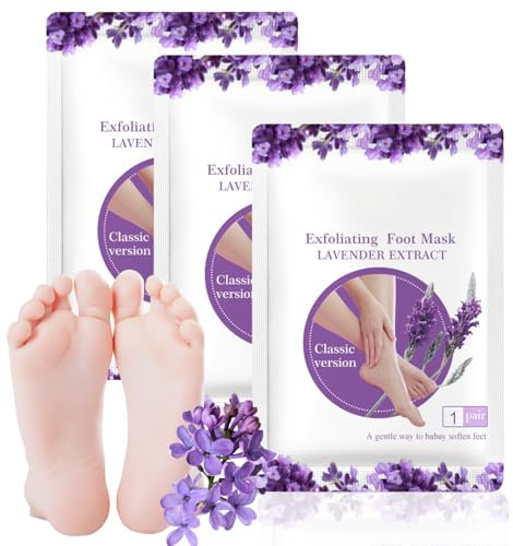 Foot Peel Mask - Foot Mask Callus Remover - Exfoliating Foot Peel Mask for Hard Skin - Lavender Foot Mask Socks - Soft Foot Mask Set,Foot Skincare,Deep Nourish（3 Pack）