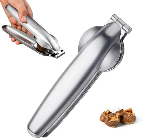 Taglia Castagne, Castagno Clip, Castagne Schiaccianoci in Acciaio Inox, Multifunzione Pinza per castagne, Utensili Cucina per Castagne Castagna Opener per Castagne e Altre Noci (argento)