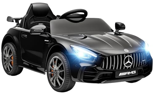 AIYAPLAY Kinder Elektroauto 12V Kinderauto mit 2,4G Fernbedienung, Kinderfahrzeug mit Hupe, MP3, Musik, Sanftstart, Rückwärtsfunktion 3-5 km/h Elektrofahrzeug für 3-6 Jahre, Schwarz