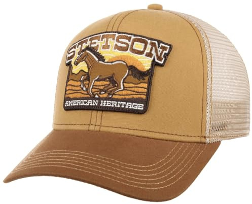 Stetson American Heritage Trucker Cap 6 Panel Snapback Horse Motif Cotton Men Summer Winter