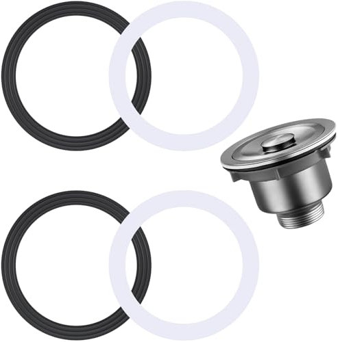 Poeland 2 Set O-ring Seal Washers, 110mm Sink Plug Rubber Seal, Black Rubber and White Sponge Seal Ring for Kitchen, Sink Basket Strainer Waste, Laundry, Sink Drain Accessories