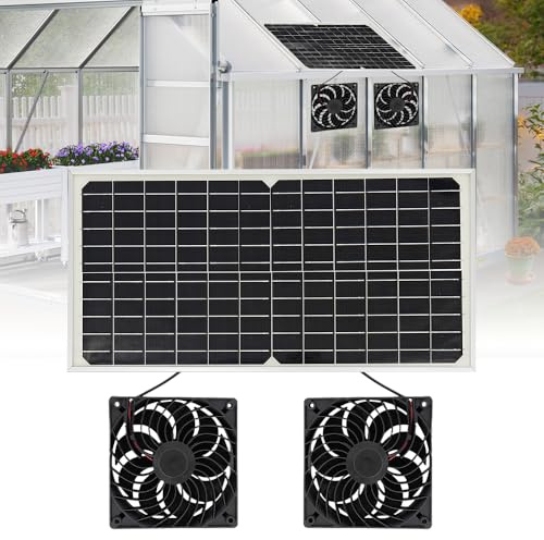 ADDLIVE Ventilador Solar, 16V 16W Ventilador De Escape Con Energía Solar, Ventilador Solar Exterior Con Bateria, Solar Ventilador Kit, Para Invernadero Cobertizos, Gallineros De Corral