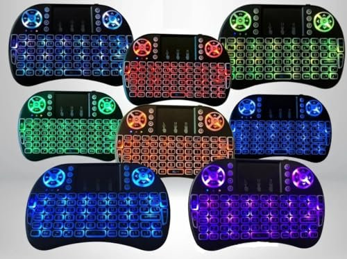 Mini TASTIERA + Wireless 2.4 Ghz (layout Italiano) - Mini tastiera retroilluminata con mouse touchpad, smart TV, pc, console Gaming, universale, illuminata, Adattatore USB