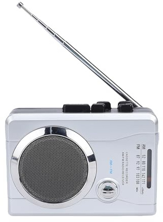 AUNMAS Kassettbandspelare AM FM-radio, Bärbar Kassettbandspelare med Inbyggd Högtalare Mikrofon Hörlursuttag, Batteridriven Likströmsdriven, för Resor Inomhus Utomhus
