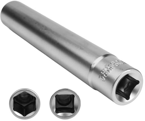 RowGlow hylsnyckel glödstift 8 mm 3/8 tum mutter 8 mm sexkant 3/8 tum lång 120 mm hylsnyckel glödstift för bil kromvanadin-stål (14 mm)