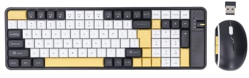 Cuifati Trådlöst Bluetooth-tangentbord och -muskombination, 100 Tangenter Speltangentbord med 1600DPI-mus, Dual Mode för PC Laptop Tablet (YELLOW)