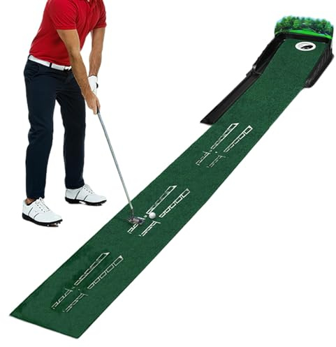 Alfombrilla de golf para interiores con retorno automático de bola, color verde para entusiastas y golfistas expertos