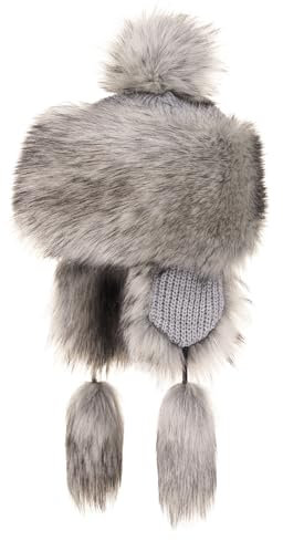 Futrzane Classic Mütze mit Ohrenklappen - Fliegermütze Damen - Russische Hut (One Size, Silber Classic)