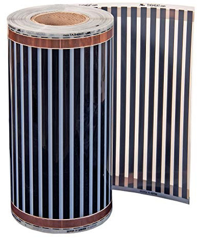 Lámina de calefacción por infrarrojos 24 V, 2 m x 20 cm, calefacción por infrarrojos eléctrica por suelo radiante