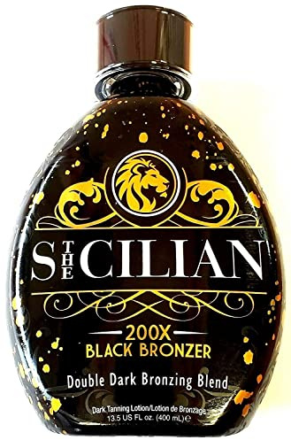 The Sicilian 200X Dark Black Bronzer Tanning Lotion - BEST for Glowing Skin - Gradual Bronzing & Sunless Self Tanner Lotion - Luxurious Sunless Body Tanning Lotion Nourishes Skin