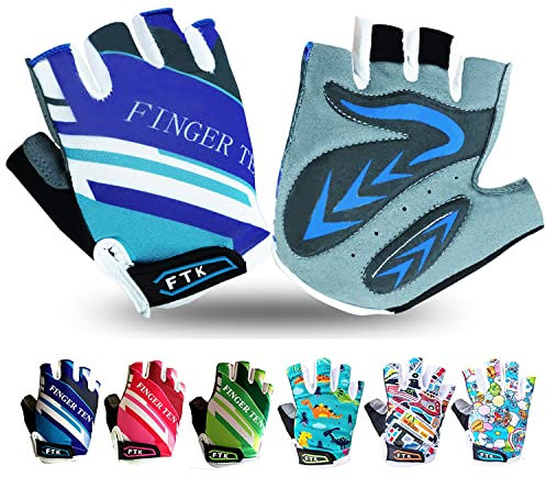 LOVMEAD Fahrradhandschuhe Kinder Fingerlos für Jungen Mädchen Alter 4-12, MTB Handschuhe Paar Mädchen Jungen Outdoor Sport Rennrad Fahrrad Bike Halbfinger Handschuhe Frühling Sommer (Blau, M)