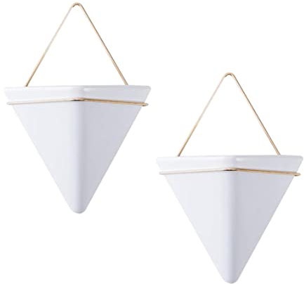 Planteur Suspendu, Planteurs Muraux Triangle Mur en Céramique Planteur Suspendu Plant Plant Pot Plant Porte-Usine Conteneur pour Décoration Murale Extérieure Intérieure, 2pcs Petit