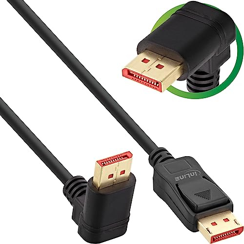 InLine® DisplayPort 1.4 kabel, 8K4K, vinklad uppåt, svart/guld, 3 m